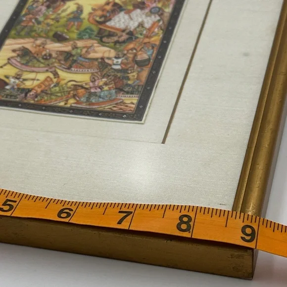 Vintage Framed Indian Battle Scene Art Print